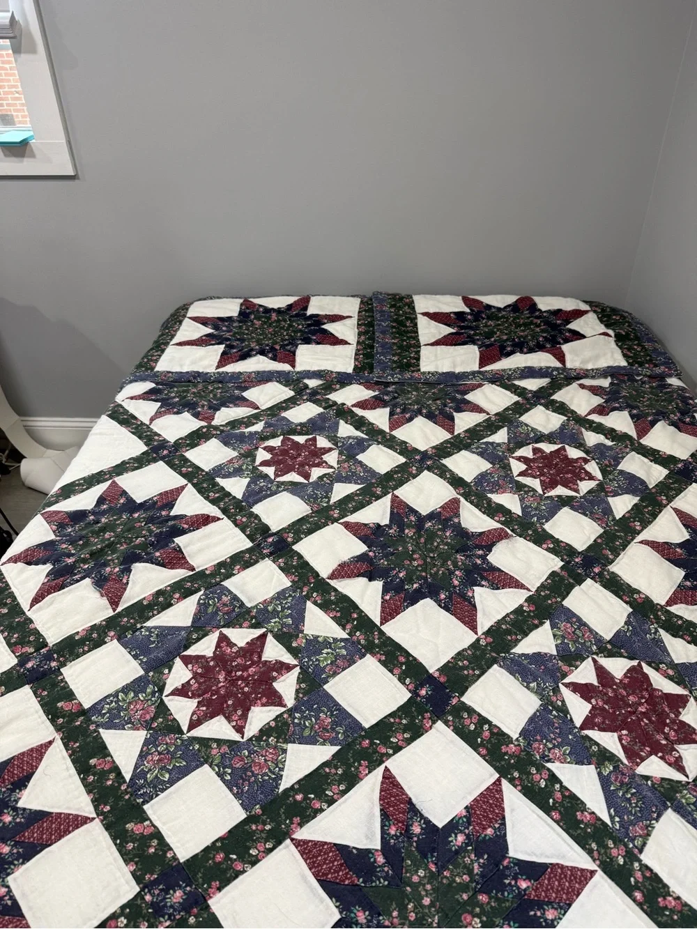 Quilt 8-Point Star Patchwork  Quilt Full Size With 2 Matching Shams